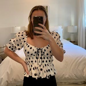 For Love and Lemons Polka Dot top